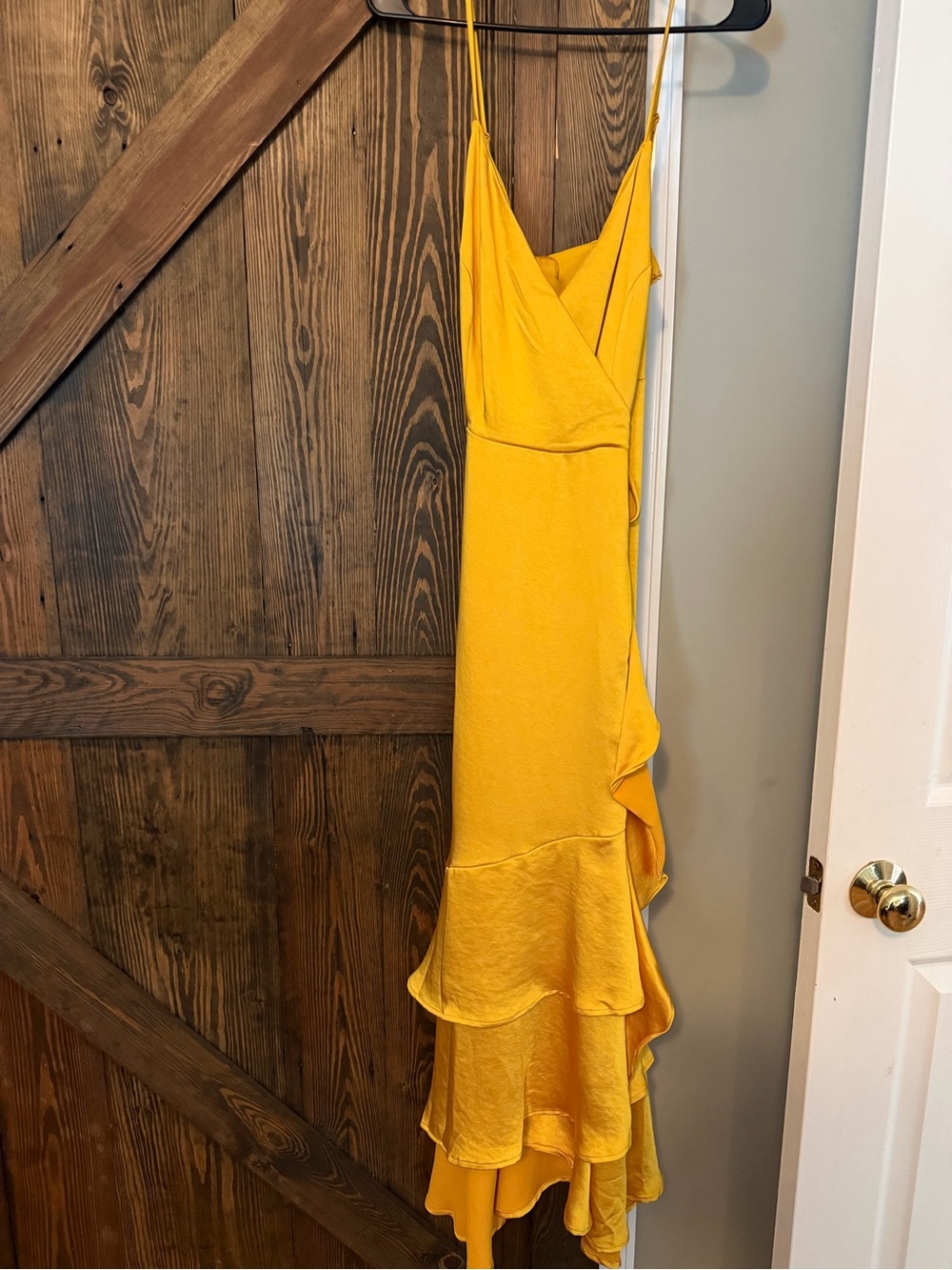 NWT Nine West Yellow Ruffle Satin Slip Dress - Women